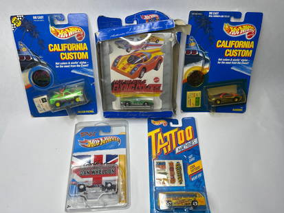 Collectible HOT WHEELS Cars In Packaging, Incl. Tattoo Machines, 1975 Commemorative Replica & More: Bidding on this item will be indication that the Bidder acknowledges that they have read and agreed to the Terms and Conditions posted to this Auction