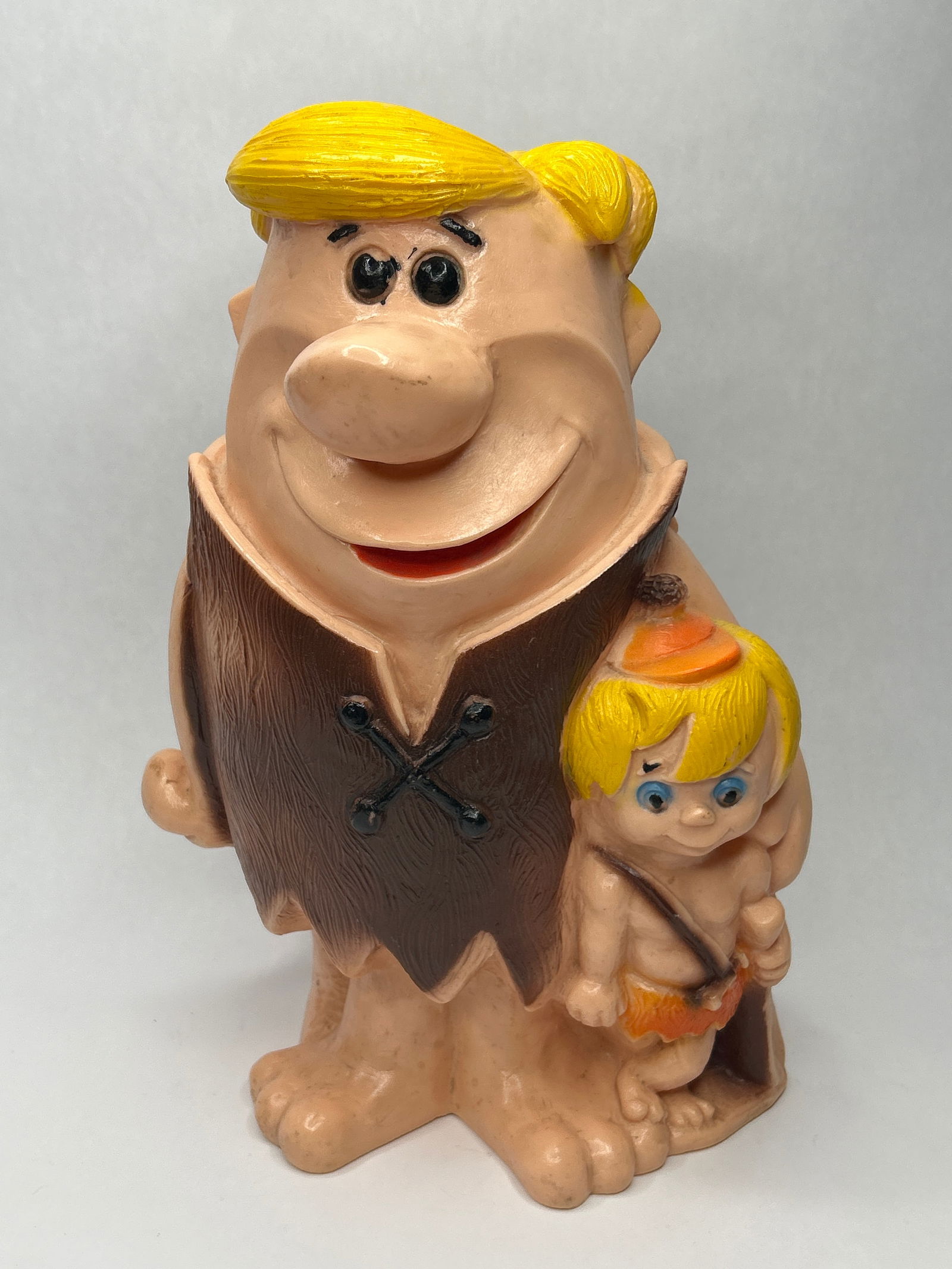 The FLINTSTONES Barney Rubble and Bam Bam Vinyl Plastic Standing Bank with Stopper, 12.5" (1 of 4)