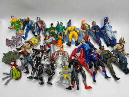 Assortment of Mostly Early 90s Action Figures, Heroes and Villains, Many Dolls with Moveable Parts: **Bidding on this lot is acceptance of Terms & Conditions found in the Auction Details section at the top of our Auction. Bidder agrees all questions should be submitted prior to placing a bid.**
