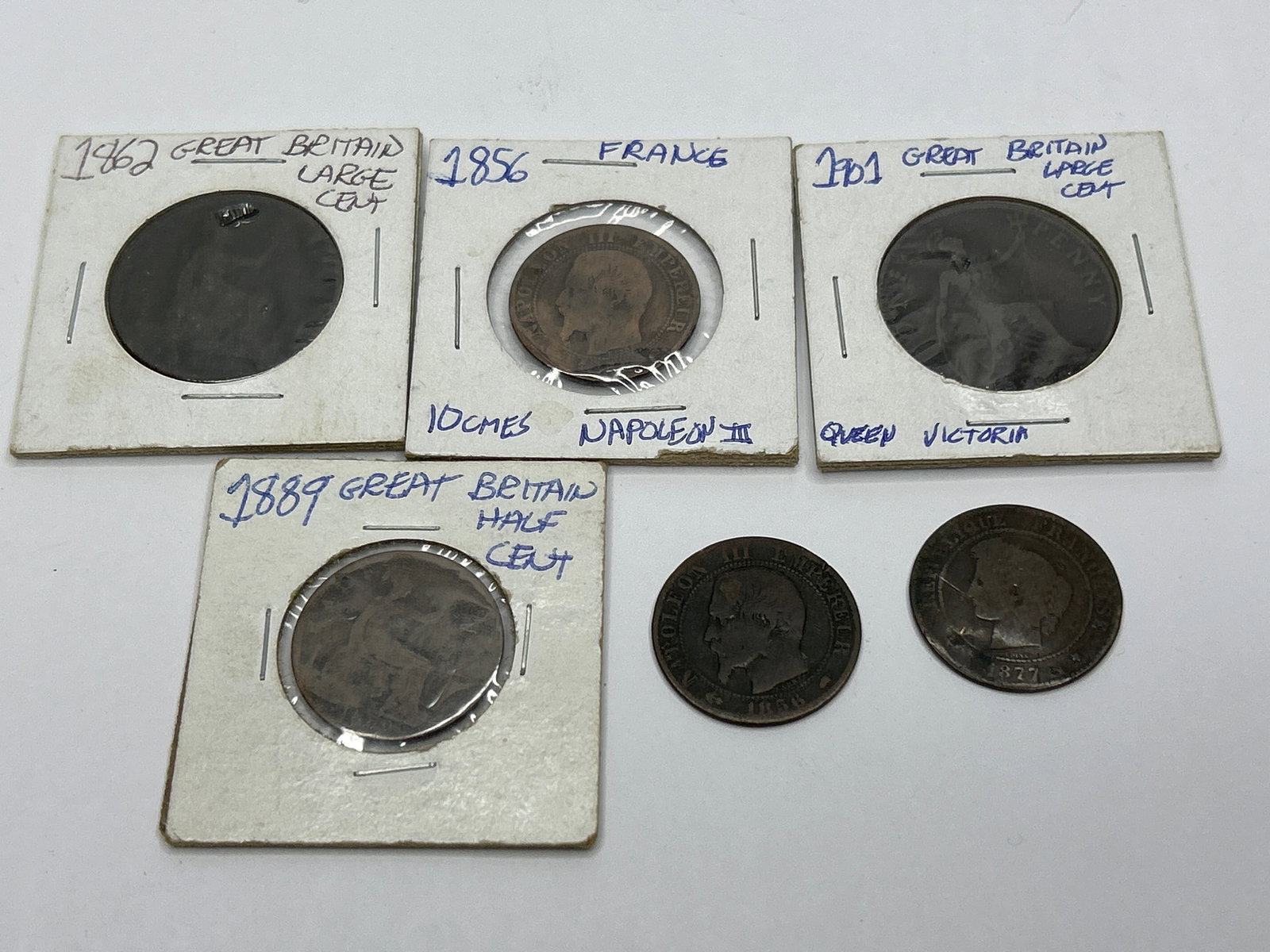 Collection of Mostly 1800s British Coins, May in Cardboard Window Sleeves: **Bidding on this lot is acceptance of Terms & Conditions found in the Auction Details section at the top of our Auction. Bidder agrees all questions should be submitted prior to placing a bid.**
