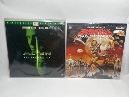 BARBARELLA Queen of the Galaxy (Jane Fonda) & ALIEN Resurrection (Sigourney Weaver) Laser Discs: Discs not removed for photos **Bidding on this lot is acceptance of Terms & Conditions found in the Auction Details section at the top of our Auction. Bidder agrees all questions should be submitted p