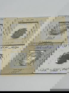 Silver Foreign Coin Lot in Display Sleeves - Early to Mid 1900s, Ecuador, Switzerland, Honduras, GB: **Bidding on this lot is acceptance of Terms & Conditions found in the Auction Details section at the top of our Auction. Bidder agrees all questions should be submitted prior to placing a bid.**