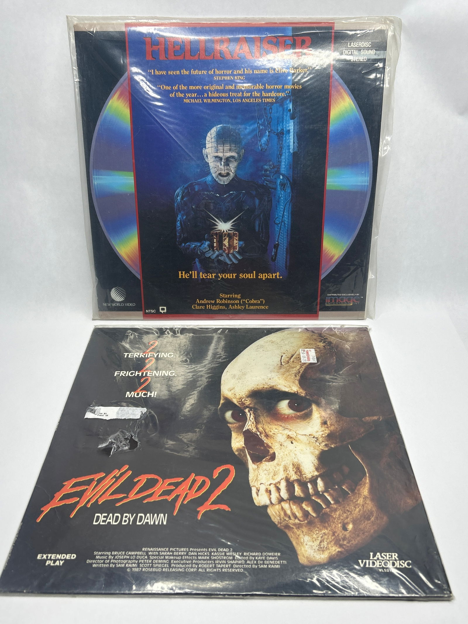 HELLRAISER (Andrew Robinson) & EVIL DEAD 2: Dead By Dawn (Bruce Campbell) - Laser Video Discs (1 of 6)