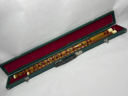 Chinese Bamboo Flutes in Case, Lucky Palace, One Flute is Two-Pieces, Hairline Split Appears Glued: Dims are for case. Flutes not tested for playing **Bidding on this lot is acceptance of Terms & Conditions found in the Auction Details section at the top of our Auction. Bidder agrees all questions s