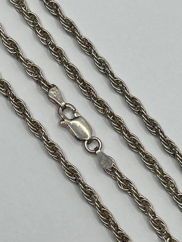 Classic 925 Silver Rope Chain, Marked 925 FAS Italy, 17" (1 of 3)