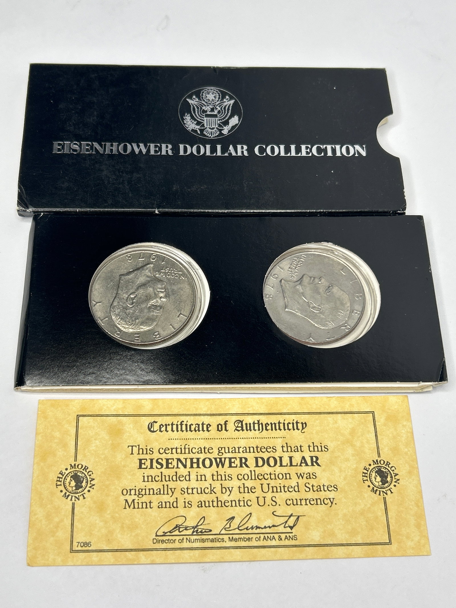 EISENHOWER Dollar Collection - Two 1978 Coins in Display Sleeve with COA, US Morgan Mint (1 of 4)