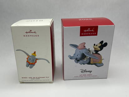 Disney DUMBO Hallmark Keepsake Ornaments - Flying Elephant, Mickey Mouse, With Boxes: **Bidding on this lot is acceptance of Terms & Conditions found in the Auction Details section at the top of our Auction. Bidder agrees all questions should be submitted prior to placing a bid.**
