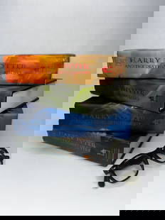 (4) Harry Potter Hardcover Books, Paper Jackets, Years 4-7, Edges Of Jackets & Pages Lightly Worn: Dimensions provided are for all 4 books stacked. **Bidding on this lot is acceptance of Terms & Conditions found in the Auction Details section at the top of our Auction. Bidder agrees all questions s