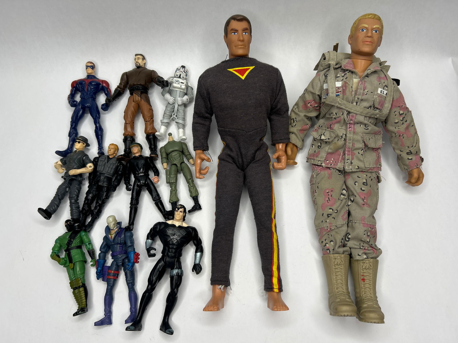 GI Joe Army Soldier Duke in Uniform and Other Action Figures, Sizes 5" to 11.5": **Bidding on this lot is acceptance of Terms & Conditions found in the Auction Details section at the top of our Auction. Bidder agrees all questions should be submitted prior to placing a bid.**