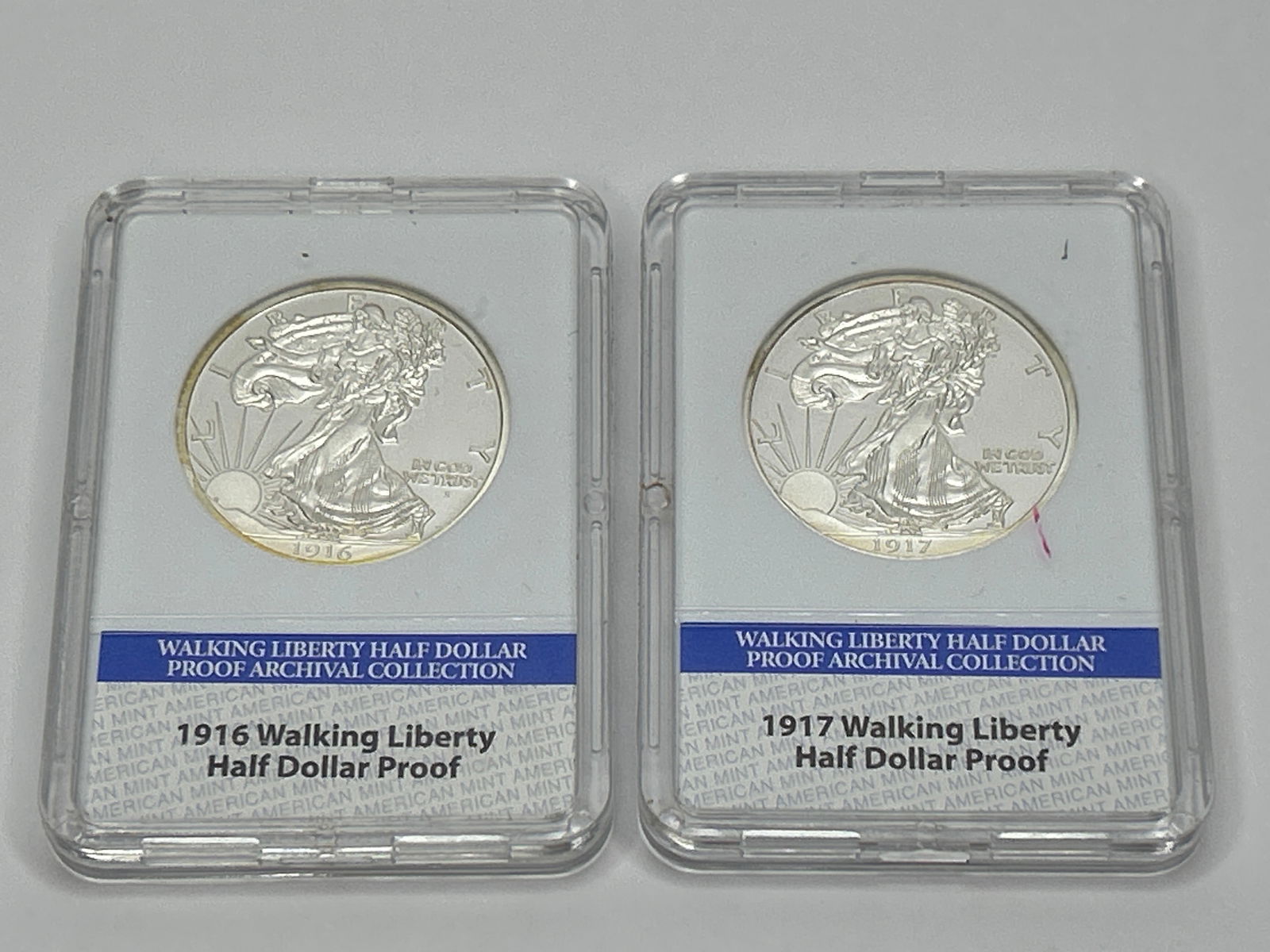 Walking Liberty Half Dollar Proof Archival Collection Coins, 1916 & 1917 Copies, American Mint (1 of 4)