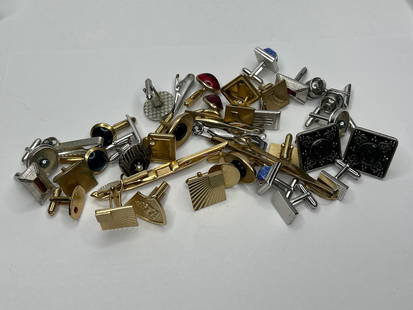 Assortment of Vintage SWANK and Other Designer Tie Clips and Cuff Links, Mostly Pairs: **Bidding on this lot is acceptance of Terms & Conditions found in the Auction Details section at the top of our Auction. Bidder agrees all questions should be submitted prior to placing a bid.**