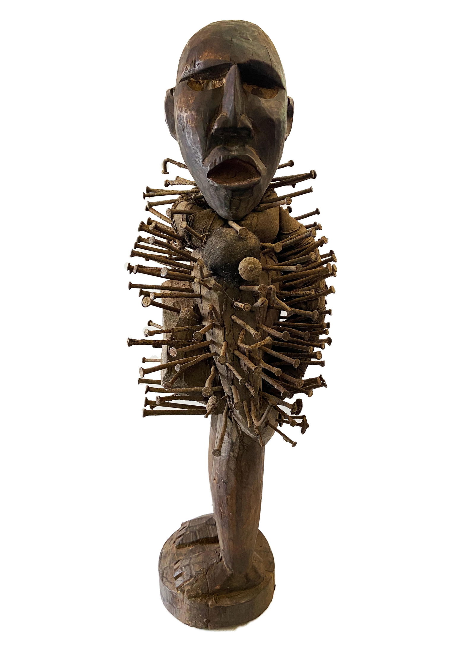 African Nkisi Fetish Power Figure - Congo - 25" In. High (1 of 7)