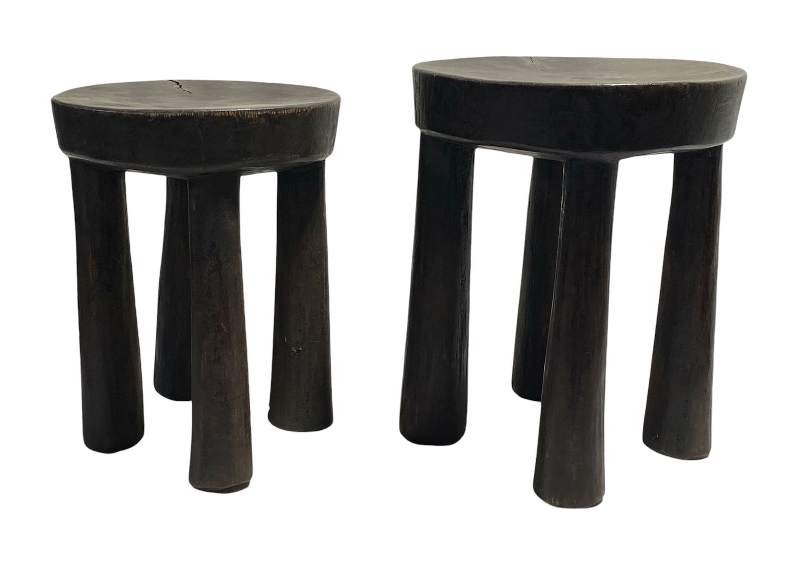 Set of Two African Vintage Wood Milk Stools Hehe Gogo People Tanzania (1 of 6)