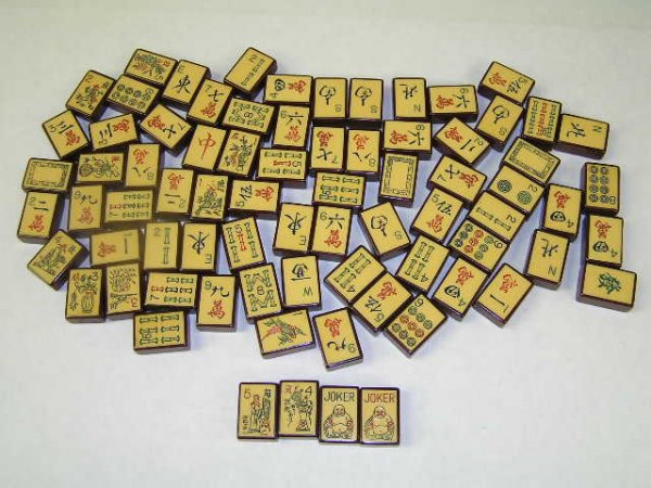 ANTIQUE MAH MA JONG SET IN CASE JOKER - 6