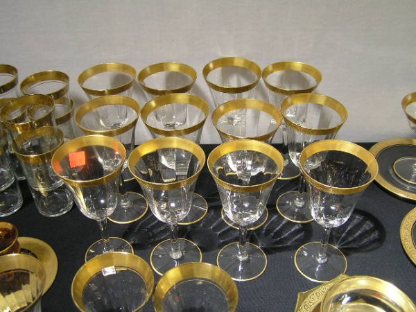 TIFFIN LOTUS GOLD BANDED GLASSWARE - LOT OF 12 WI