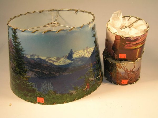 50'S SCENIC LAMP SHADES LOT OF 3