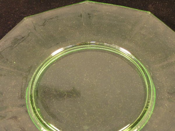 DEPRESSION ERA GLASS - GREEN DOUBLE HANDLED TRAY - 2