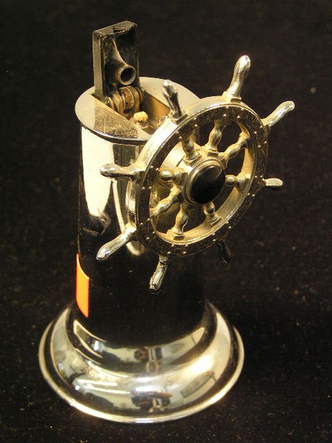 ART DECO CHROME HAMILTON SHIPS WHEEL LIGHTER