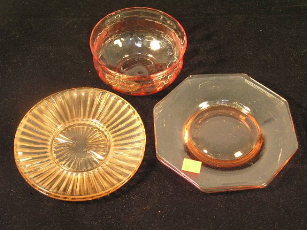 PINK DEPRESSION GLASS - LOT OF 5 PIECES