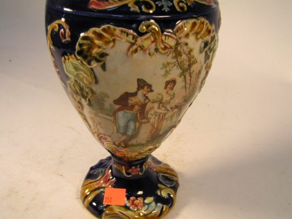 FANTASTIC EUROPEAN MAJOLICA GLAZE ROMANTIC SCENE - 2