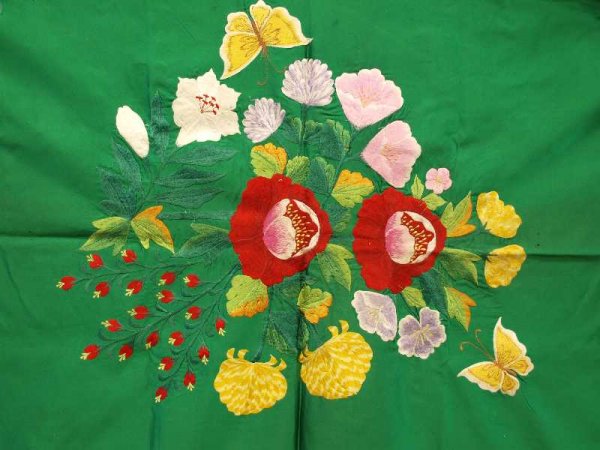 20TH CENTURY SILK CHINESE FLORAL PANEL