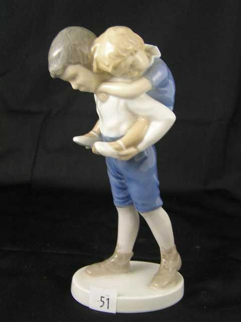 Vintage B&G Figurine - Denmark - Boy Giving Piggy-b: Measures 8" tall