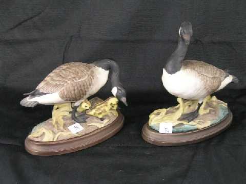 Pair - Boehm Canadian Geese #408: Each on separate base - Tallest measures 8"