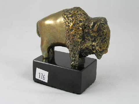 Edgar Britton - Bronze of Buffalo - Colorado Moder: Signed on leg - Measures 4.5" tall overall