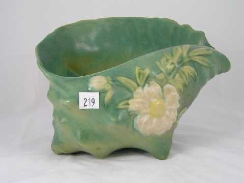 American Art Pottery - Roseville Conch Shell Vase : Peony - Measures 7" tall