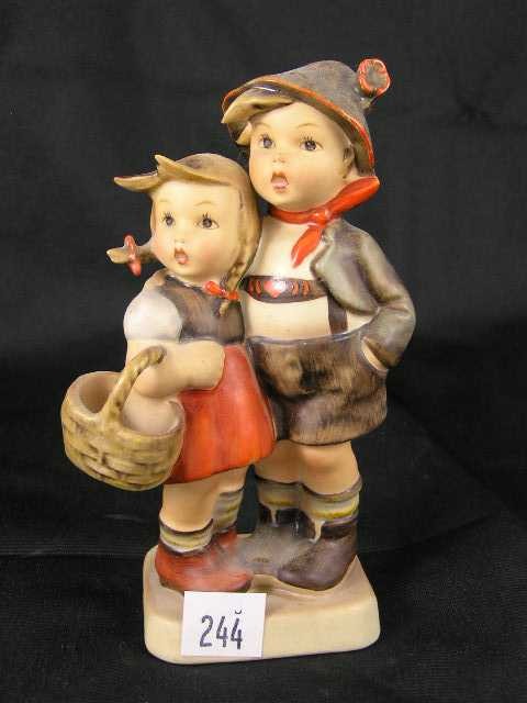 Hummel Figurine - Boy & Girl: Incised Bee - Stamped US Zone Germany - Measures 5.5" tall