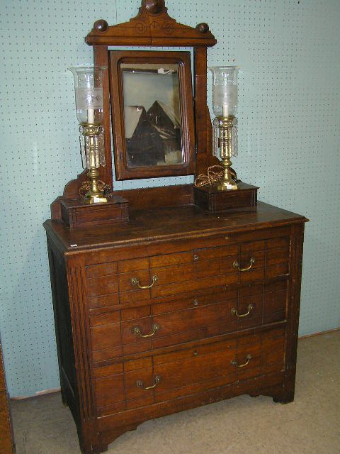 Antique Victorian Dresser with Mirror: Nice old patina - Measures 68" tall x 38" wide x 18" deep