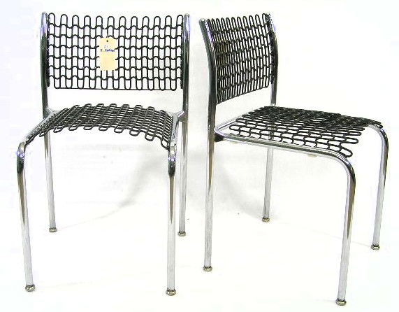 PAIR - DAVID ROWLAND WIRE CHAIRS - THONET: SOFA TECH COLLECTION - 1979 IBD GOLD MEDAL AWARD - EACH CHAIR MEASURES 32"T - F102