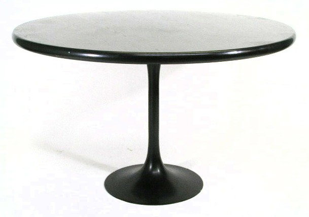 EAMES KNOLL STYLE ROUND PEDESTAL TABLE: PEDESTAL VASE WITH WOODEN TOP - MEASURES 29"T X 42"DIA -1978 - F357