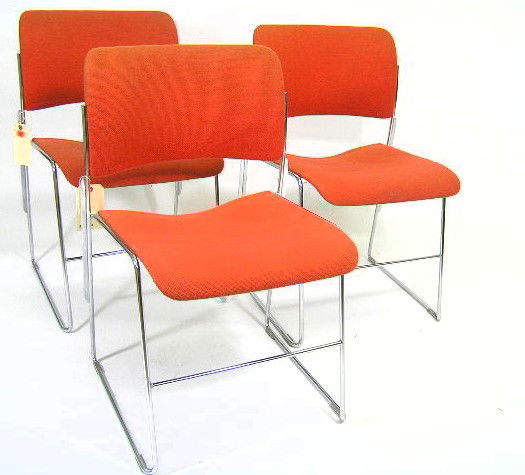 SET 3 - DAVID ROWLAND 40/4 CHROME WIRE CHAIRS: ALL ONE MONEY! - EACH MEASURE 30" TALL