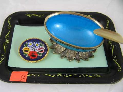 2-Piece Lot - Vintage - Evans Ashtray & Italian Mic: Both one money!