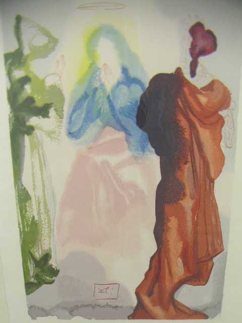 Salvadore Dali Lithograph - Devine Comedy: St. Bernard's Prayer - Framed and matted - Measures 17.5" x 13".