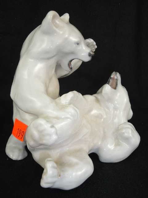 Royal Copenhagen Polar Bears Playing #1107: Marked on bottom - Measures 5.5"T