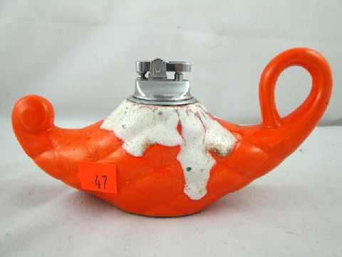 Groovy 70's Orange Ceramic Genie Lamp Lighter: Measures 7" across.
