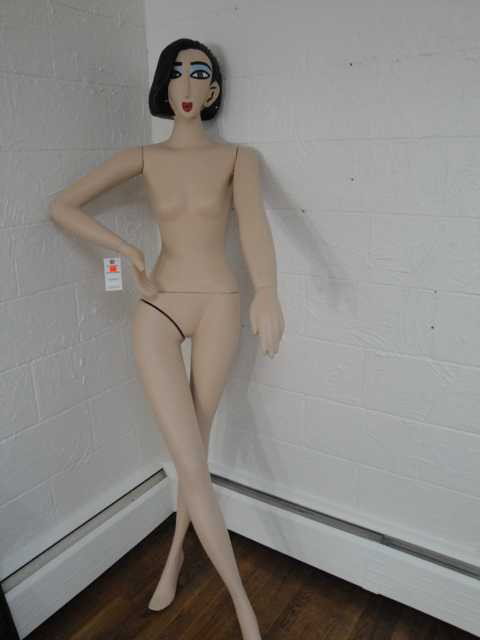 VTG - Female Mannequin - 80's: Mannequin with opposable legs and arms - In heavy make-up with bobbed hair-cut - Stands 74"H
