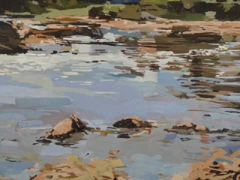 Contemp. Colo. Artist - Douglas Atwill: Sight size 33"x35.5" - Frame measures 35"x37" - "Low Tide Pnobscot, Maine" - Acrylic on canvas - $1,200.00 from Sapia Gallery