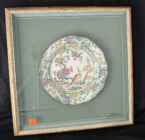FRAMED CUSTOM SHADOW BOX - ROYAL DOULTON PLATE: INDIAN TREE STYLE - MEASURES 15" SQ