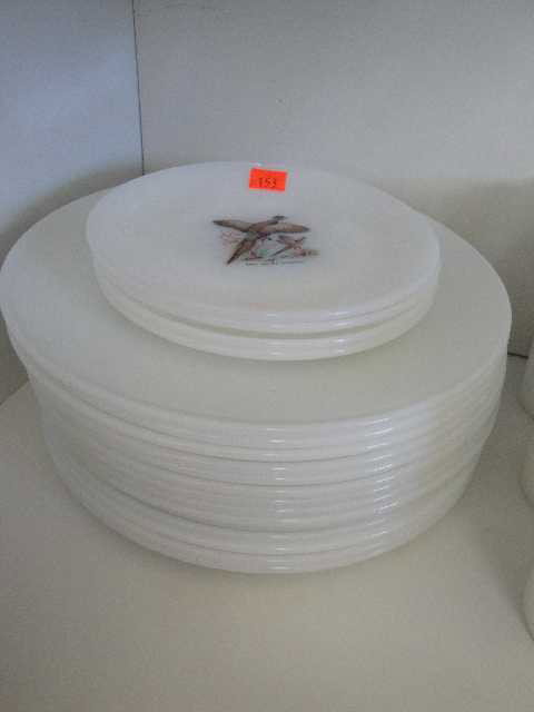 VINTAGE FIREKING WILDLIFE - 12 9" DINNER PLATES : ALL ONE MONEY
