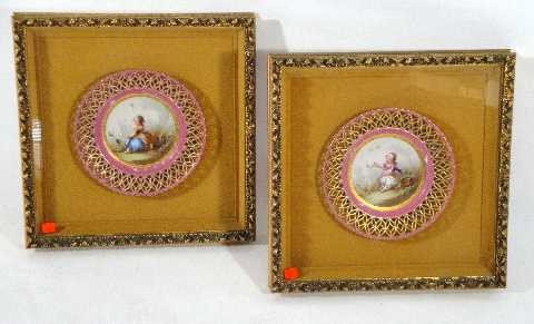 MEISSEN PR PORTRAIT PLATES IN SHADOW BOXES: EACH CASED IN CUSTOM SHADOW BOX MEASURING 16"SQ, OPEN BACKS ON PLATES REVEAL MARK - BOTH ONE MONEY