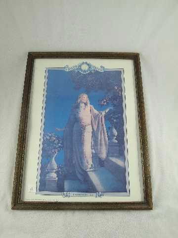 MAXFIELD PARRISH PRINT- GENERAL ELECTRIC COMPANY: REPRODUCTION- EDISON MAZDA PRINT IN OLD FRAME MEASURES 17" X 13" OVERALL