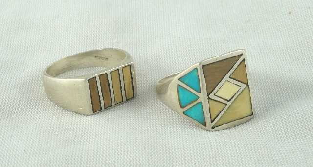 VTG JEWELRY- RESERVATION STERLING LOT OF 2 MENS RI: BOTH ONE MONEY