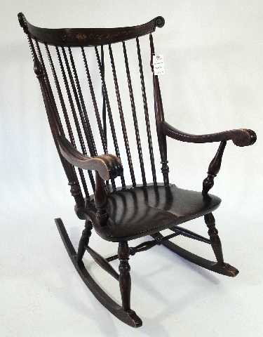 ANTIQUE INLAID ROCKING CHAIR: MEASURES 42" T