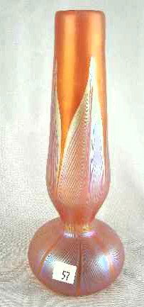 LOETZ ART GLASS VASE - FEATHER PULLED: UNMARKED - MEASURES 10" TALL