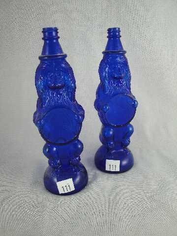 COBALT PR FIGURAL DOG BOTTLES: EACH MEASURE 8" TALL