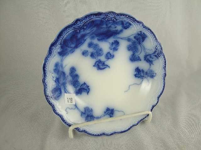 FLOW BLUE PLATE - KENWORTH BOWL: MEASURES 7.75"