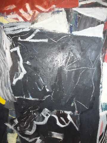 COLO CONTEMPORARY ARTIST - MARK VILLARREAL - O/C: TITLED PEQUOD (PEQUOT IS THE NAME OF AN INDIAN TRIBE)- SIGNED AND DATED 1987 ON REVERSE- MEASURES 61" X 49.25" OVERALL Villarreal